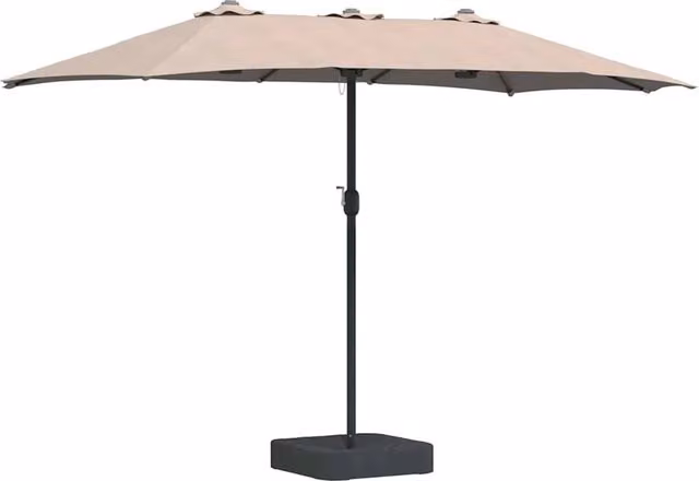 Berkfield Folding Garden Parasol in Beige with Polyester Fabric and Steel Frame, W: 385 cm, D: 209 cm, H: 244 cm