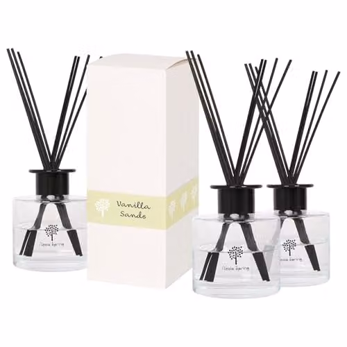 Nicola Spring Vanilla Sands Reed Diffuser Pack of 3, 200ml, Gourmand Scent in Transparent Glass