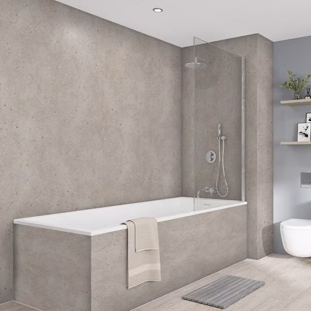 Wetwall Elite Double Post Formed Terrazzo Dune Shower Panel in Taupe