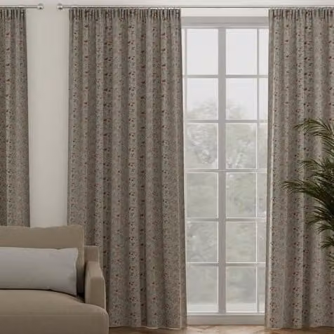 Terrys Sicily Made to Measure Blackout Floral Cotton Fabric Panel Curtain in Multicolour Red and Orange