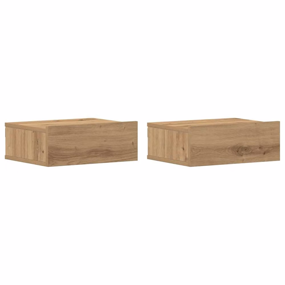 Berkfield Home Artisan Oak Floating Nightstands, 2 Piece Set in Brown, W/D/H: 40 x 32 x 15 cm – 2