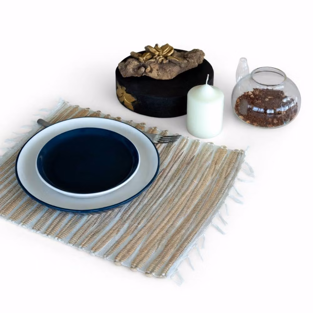 KDMD Water Hyacinth Natural Tiger Placemat with Fringe in Brown, Sand and Beige, W: 55 cm, D: 37 cm – 4
