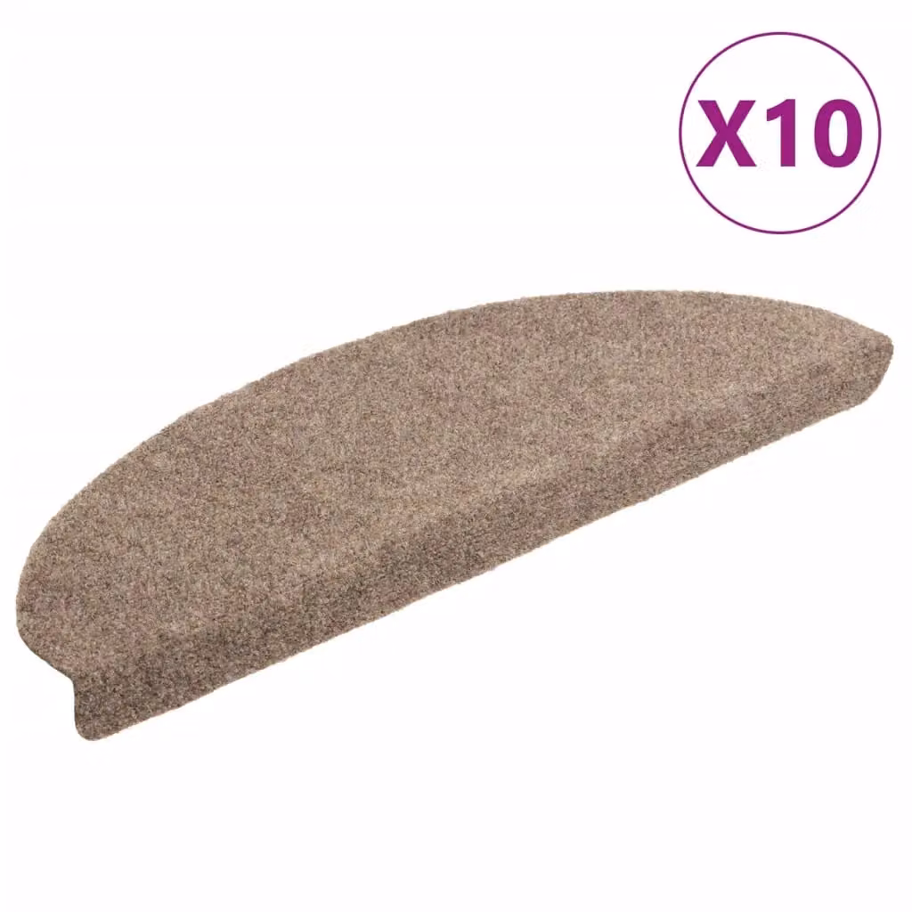 Berkfield Home Self-adhesive Needle Punch Stair Mats, 10 Pieces, Beige, W: 65 cm, D: 21 cm, H: 4 cm – 1
