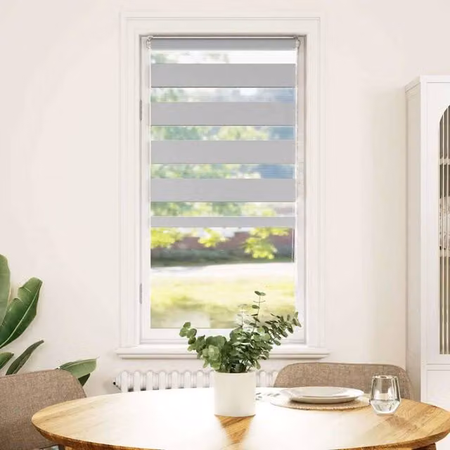 Berkfield Home Zebra Blind in Light Grey, Polyester, W: 55 cm, H: 100 cm
