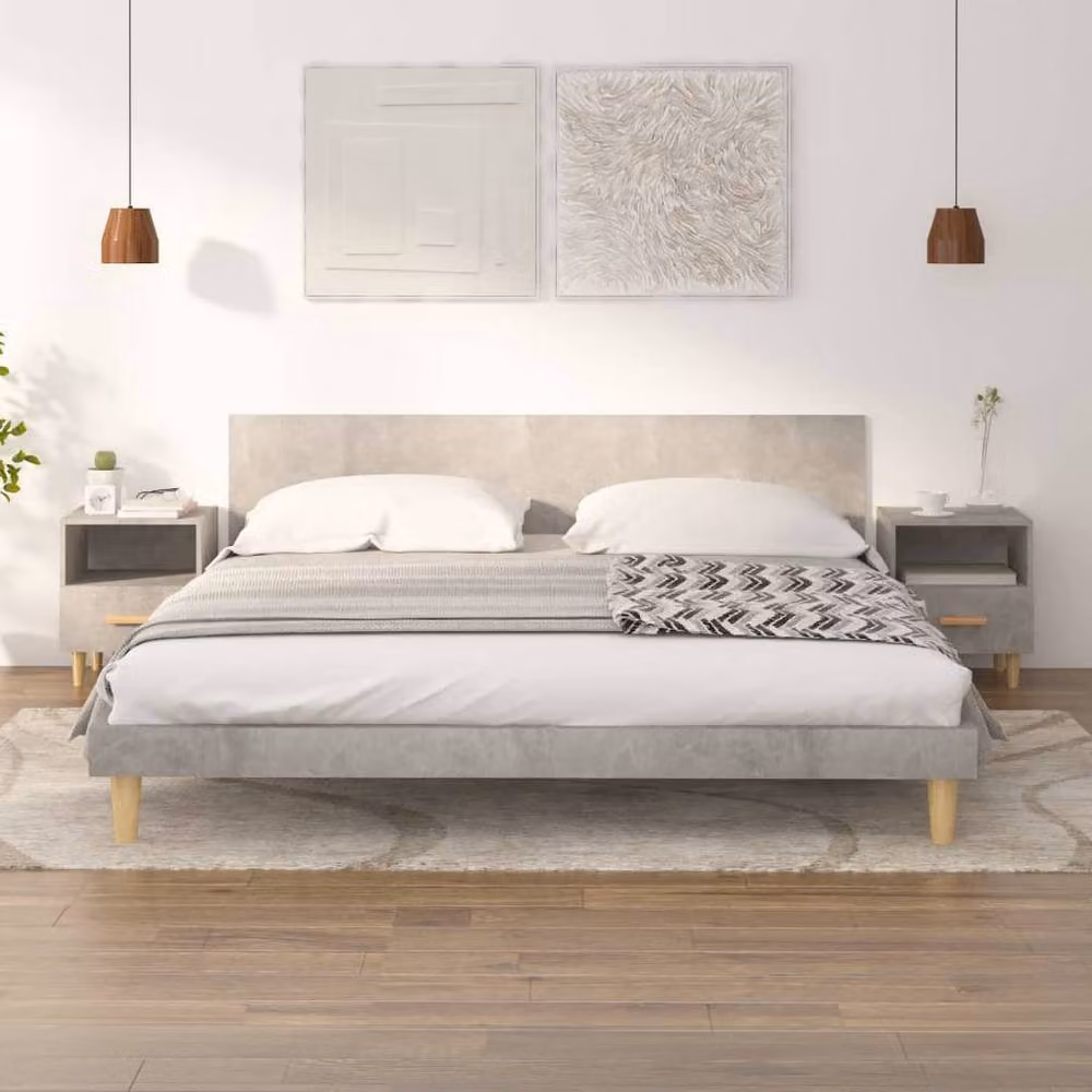 Berkfield Home Beautiful Bedside Cabinets, 2 Piece Set, Concrete Grey, W: 40 cm, D: 35 cm, H: 47 cm – 2