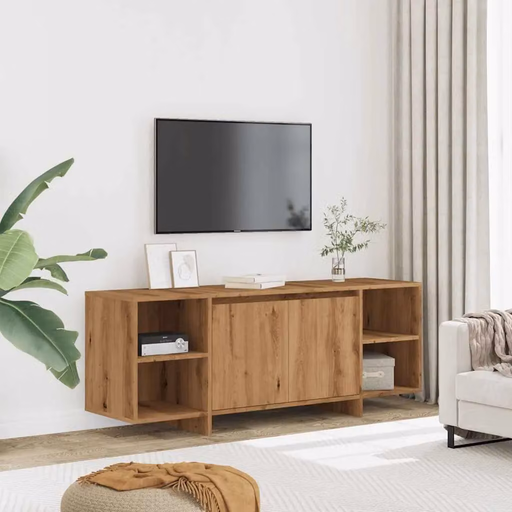 Berkfield Home Artisan Oak TV Cabinet in Brown, W/D/H: 130 x 35 x 50 cm – 3