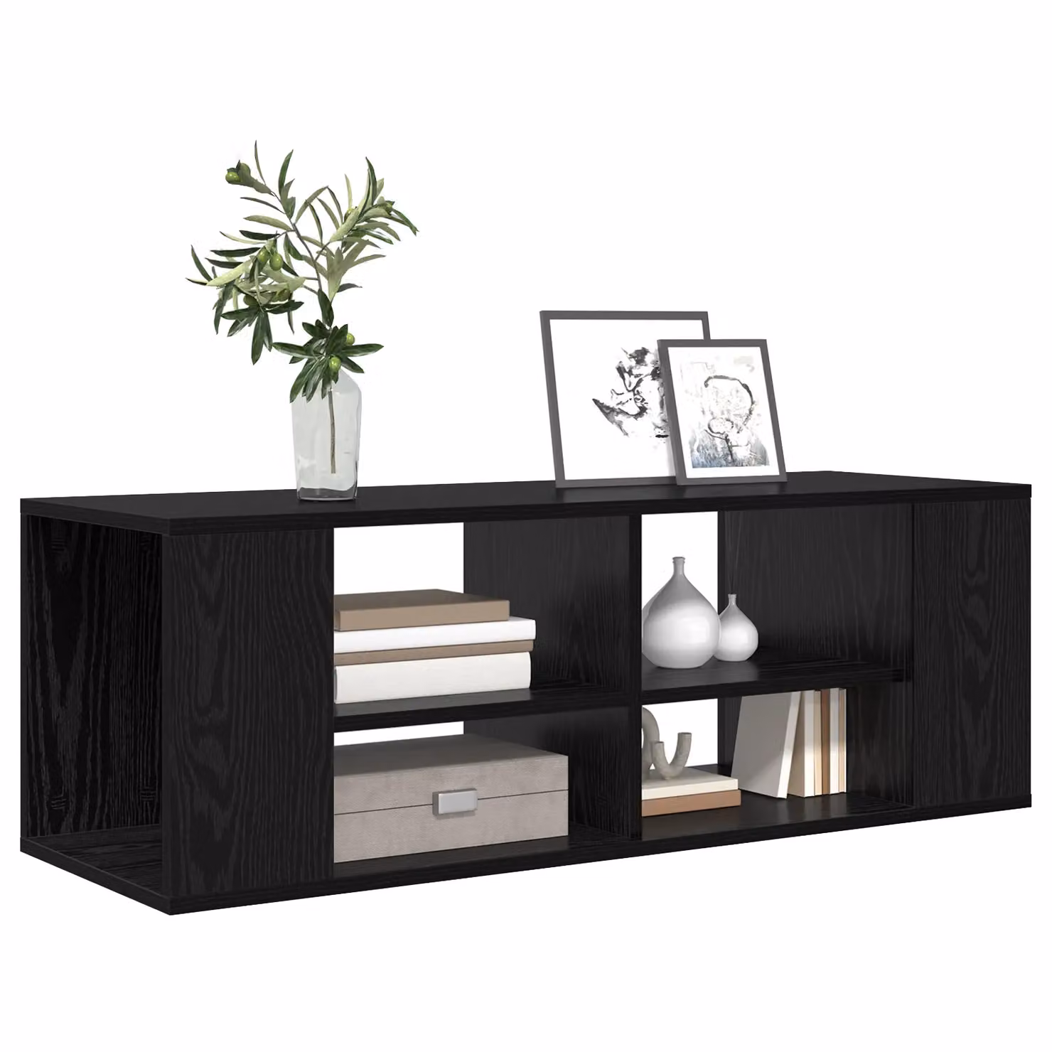 Berkfield Home Modern Wall Mounted TV Cabinet in Black Oak, W/D/H: 102 x 35 x 35 cm – 3