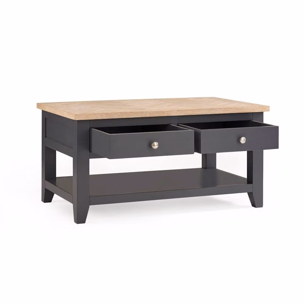 Cheshire Dunvegan Modern Rectangular Coffee Table in Dark Grey and Oak – 2