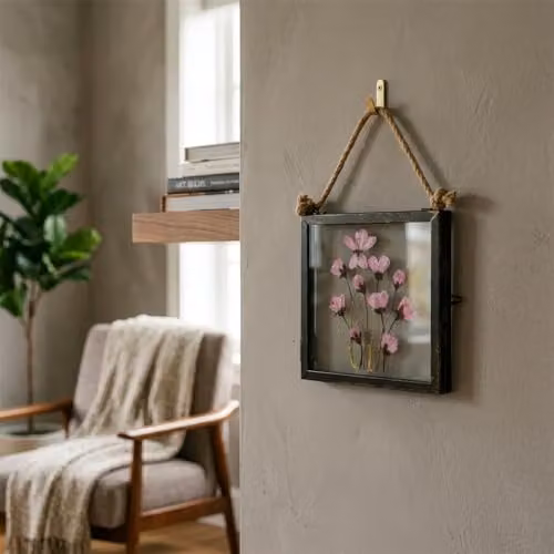 Nicola Spring Set of 2 Black Metal and Glass Hanging Square Photo Frames, 4 x 4 Inch – 5