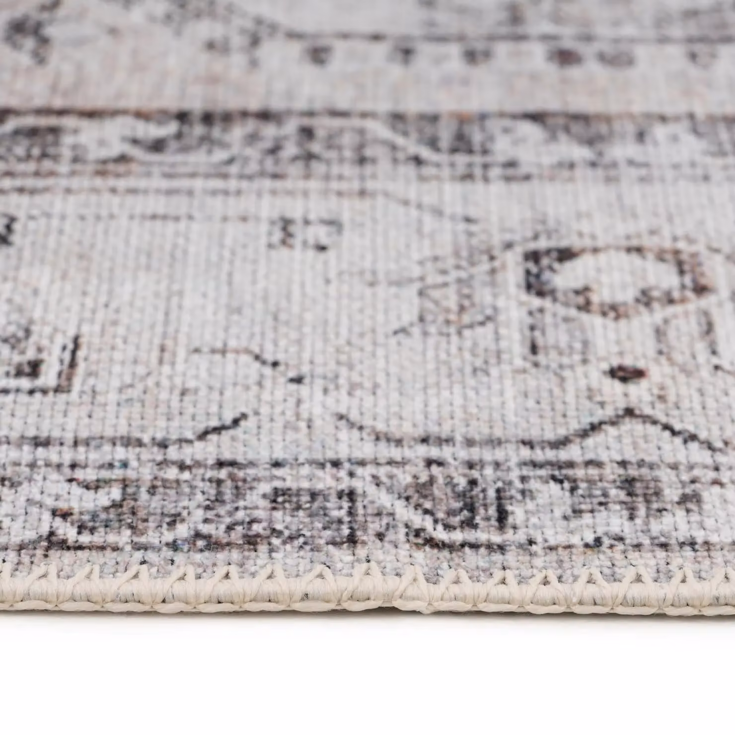Kukoon Washable Runner Rug with Beige Border in Grey, W: 80 cm, L: 300 cm – 3