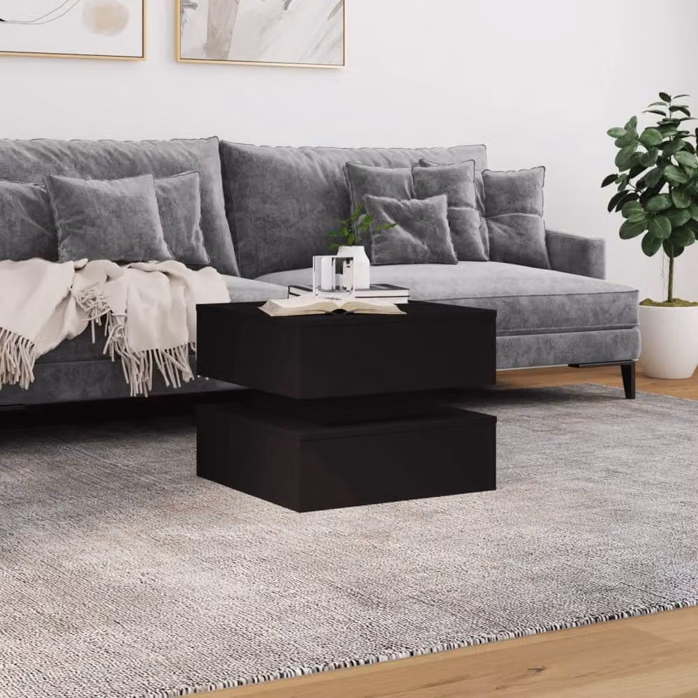 Berkfield Home Modern Black Coffee Table with LED Lights W/D/H: 50 x 50 x 40 cm – 4