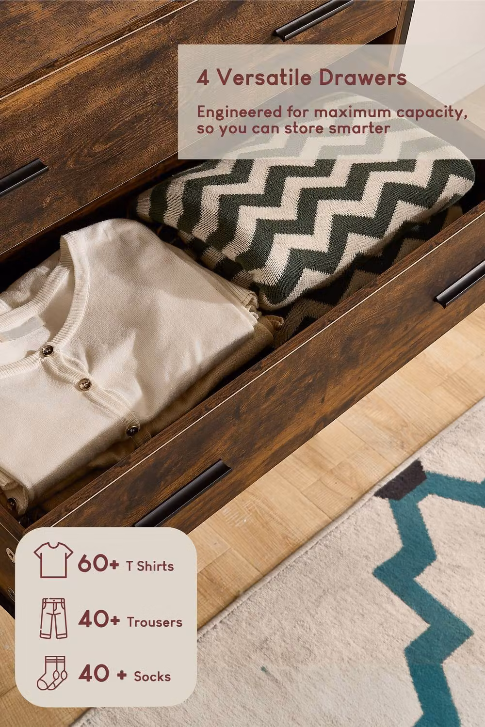 HD Designs Brooklyn 4 Drawer Chest of Drawers in Dark Brown – 3