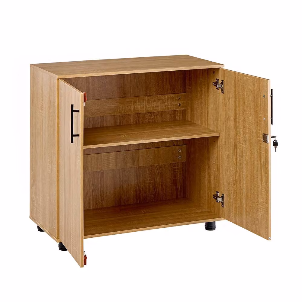 Moderna MMT Oak Storage Cabinet in Brown with 2 Locking Hinged Doors and Internal Shelves, W/D/H: 75.0 x 40.0 x 80.0 cm – 2