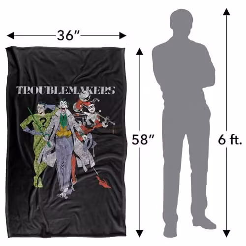 Warner Bros. Batman Original Gangsters Super Soft Fleece Throw Blanket, Multicolour, W: 91.44 cm x L: 147 cm – 4