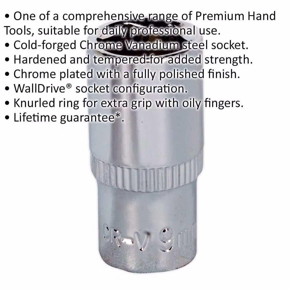 Loops 9mm Forged Steel Drive Socket 1/4 inch Square Drive in Silver Chrome Vanadium – 2