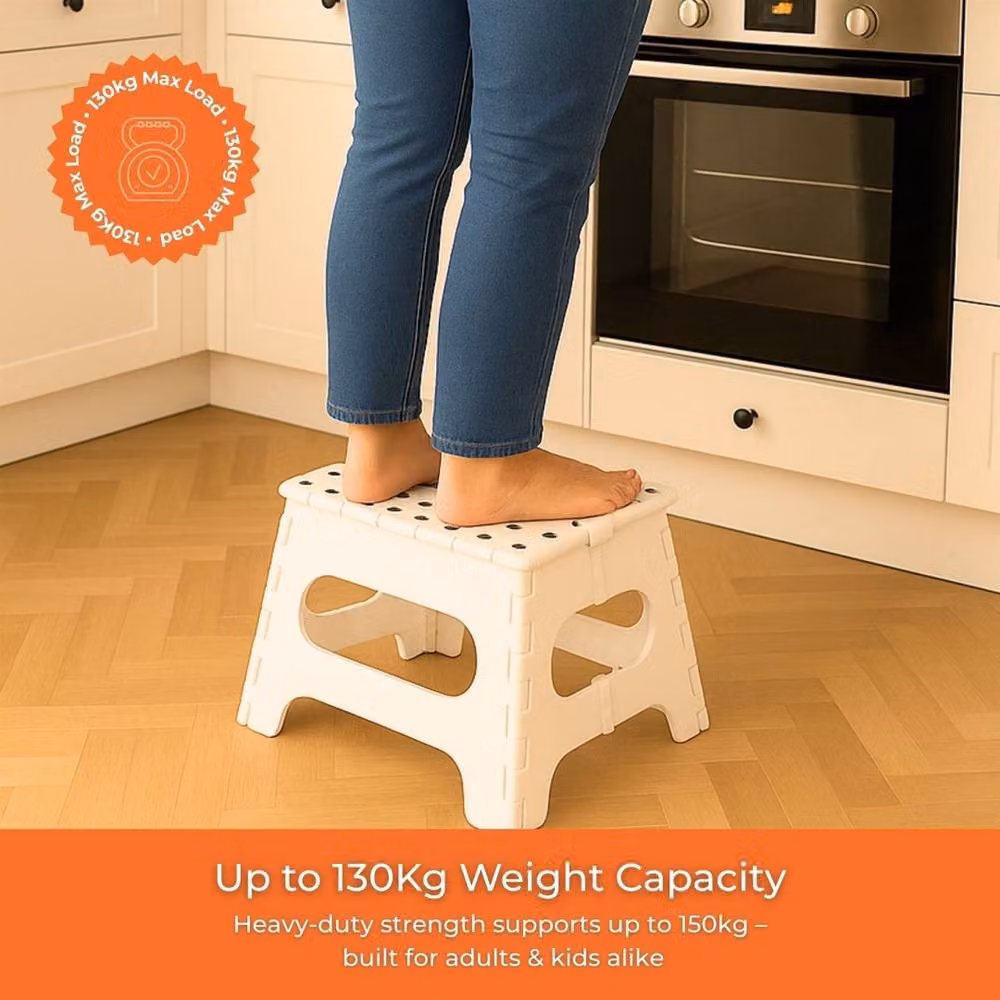 Kelvenix White Heavy Duty Folding Step Stool with Anti Slip Surface – 6