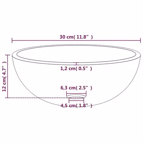 vidaXL Round Black Tempered Glass Countertop Basin, W: 30 cm, D: 12 cm, H: 12 cm – 4