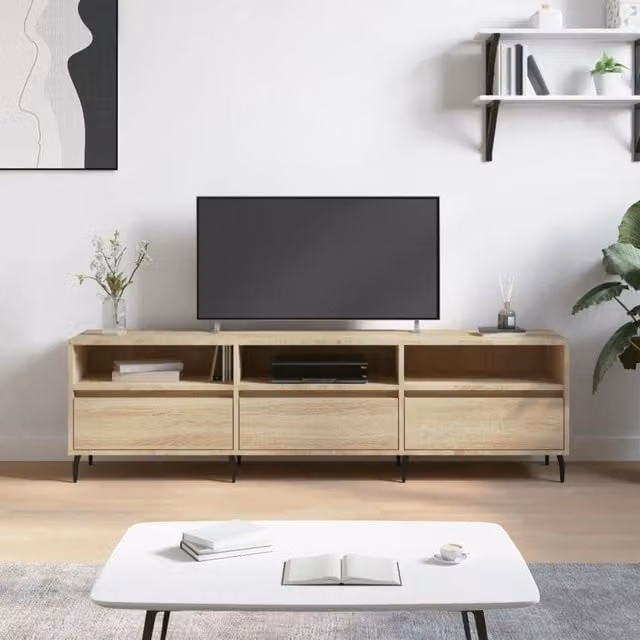 Berkfield Home Modern TV Cabinet in Brown Sonoma Oak, W: 150 cm, D: 30 cm, H: 44.5 cm