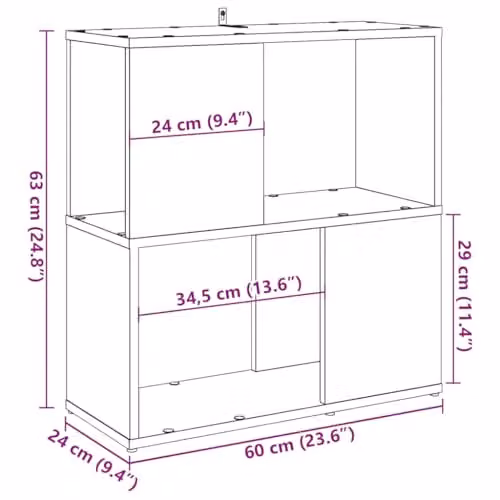 vidaXL Artisan Oak Book Cabinet in Brown, W/D/H: 60 x 24 x 63 cm – 3