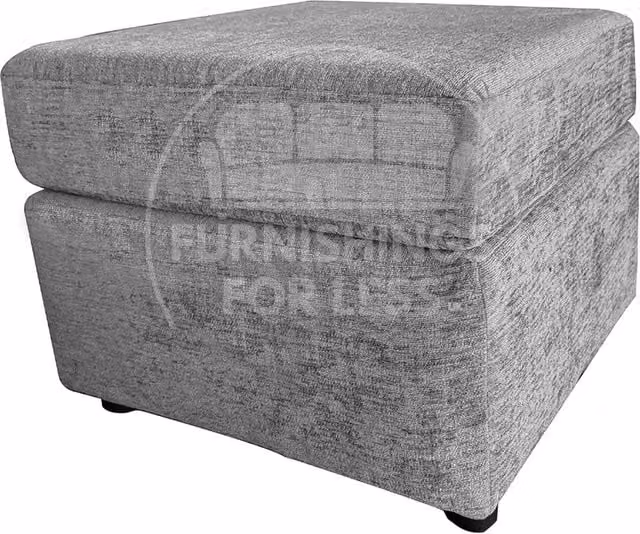 Furnishings For Less UK Monaco Soft Chenille Fabric Footstool in Light Grey, W/D/H: 55 x 42 x 42 cm