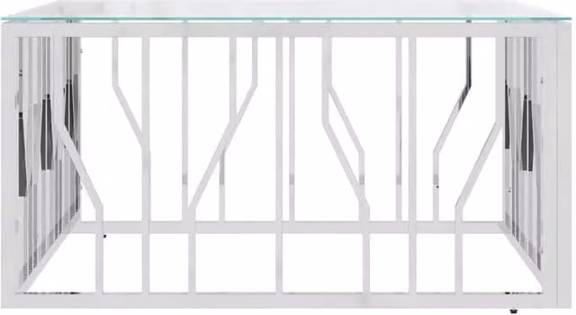 Berkfield Home Decorative Square Coffee Table in Silver with Glass and Metal, W/D/H: 80 x 80 x 40 cm