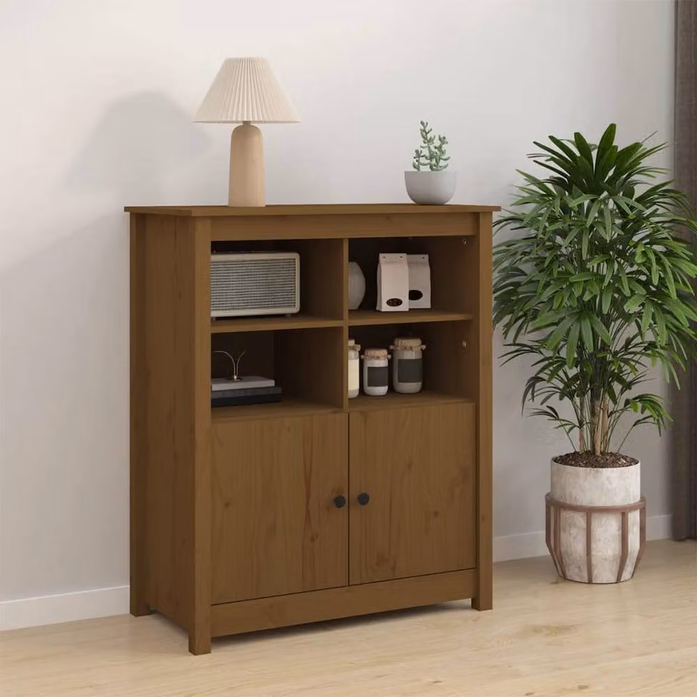 Berkfield Home Rustic Solid Wood Pine Sideboard in Honey Brown, W/D/H: 83 x 41.5 x 100 cm – 2