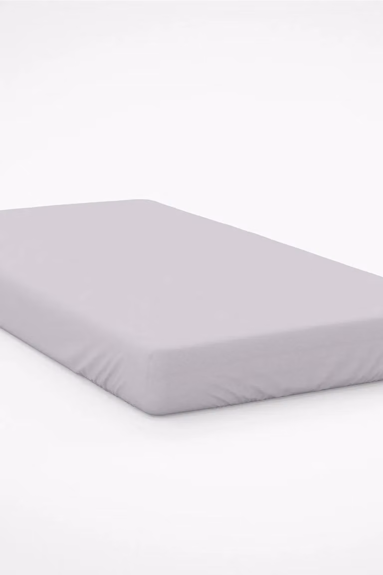 Belledorm Easy Care 200 Thread Count Cotton Polyester Percale Fitted Sheet, Light Grey, Size: Single, Depth: 38 cm