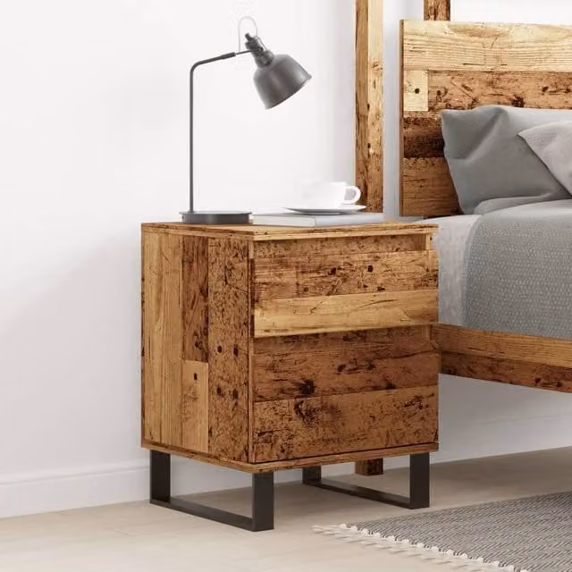 Berkfield Home Modern Bedside Cabinet in Brown Old Wood, W/D/H: 40 x 35 x 50 cm – 1