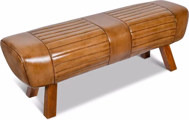 North Interiors Vintage Brown Leather Hall Bench