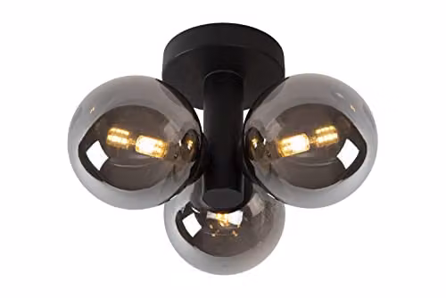 Lucide Trudy Dimmable Modern Bathroom Flush Ceiling Light in Black, Diameter: 28 cm