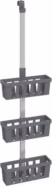 Berkfield Home Adjustable Aluminium Shower Hanger Shelf in Silver, W: 30 cm, D: 15 cm, H: 67-105 cm