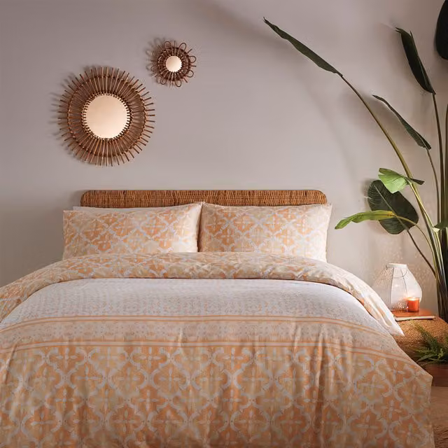 Charlotte Thomas Medina Moroccan Graphic Duvet Cover and Pillowcase Set, Pink, W: 90 cm, H: 200 cm