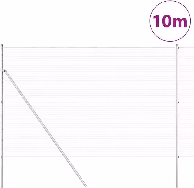 Berkfield Home Modern Welded Wire Fence with 7 Posts, Galvanised Steel, Silver, 1.6 x 10 m