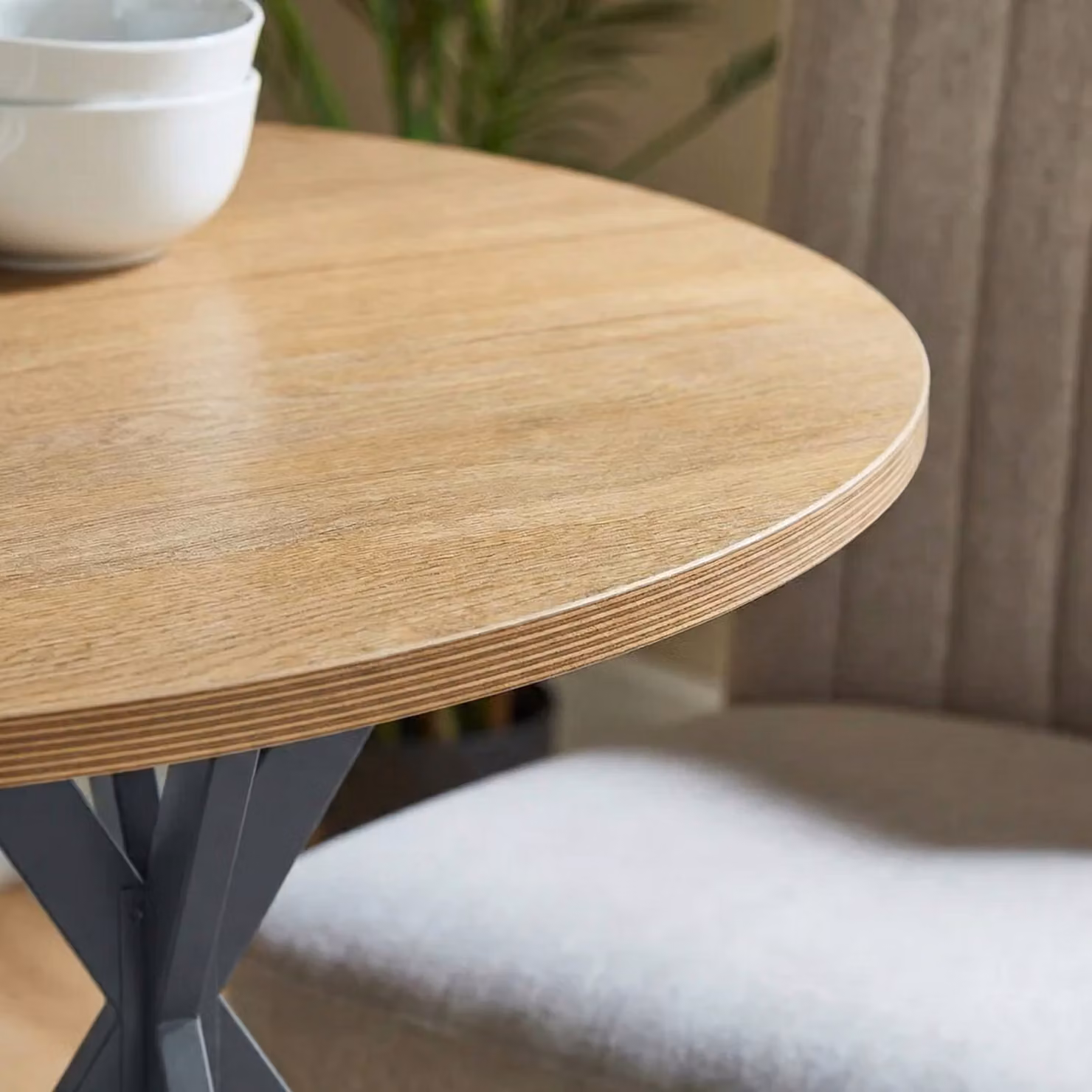 HOMCOM Industrial Round Dining Table in Brown and Black, Diameter: 80 cm, Height: 75 cm – 7