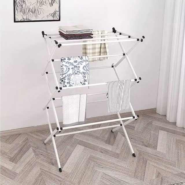 EONLION Foldable Adjustable Laundry Drying Rack in White – 1