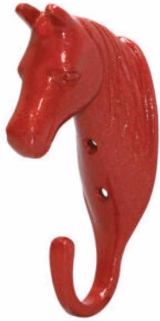Betley Butterfly Horse Head Single Wall Hook in Red Metal