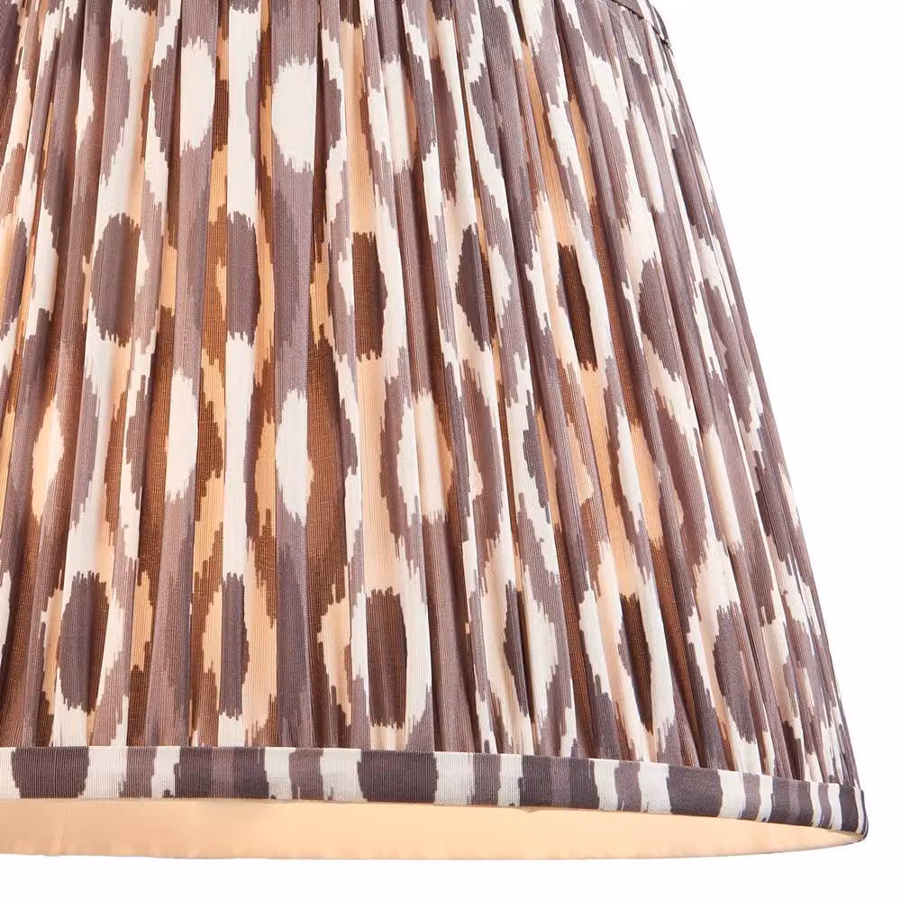 Netlighting Layered Leaf Ivory Table Lamp with Grey Fabric Ikat Shade and Gold/Brass Base, Diameter: 35 cm – 3