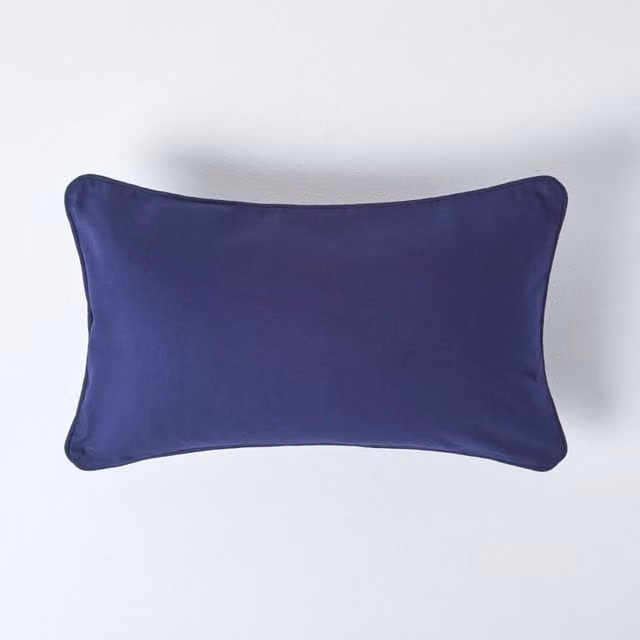 Homescapes Plain Cotton Cushion Cover, Blue, W/D/H: 50 x 50 x 1 cm