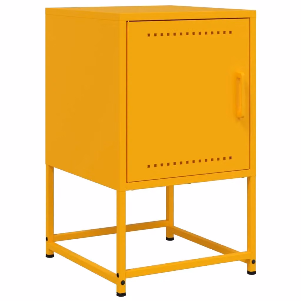 Berkfield Home Mustard Yellow Metal Bedside Cabinet W: 36 cm, D: 39 cm, H: 60.5 cm – 2