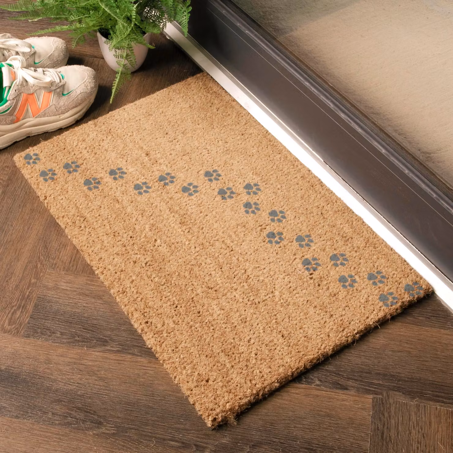 Artsy Mats Grey Repeat Paw Prints Coir Doormat, W/D: 60 x 40 cm – 2