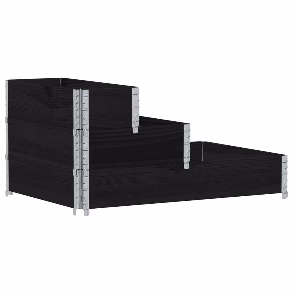 Berkfield Home Stable 3-Tier Raised Bed in Black Solid Wood and Metal, W: 120 cm, D: 80 cm, H: 60.5 cm – 3