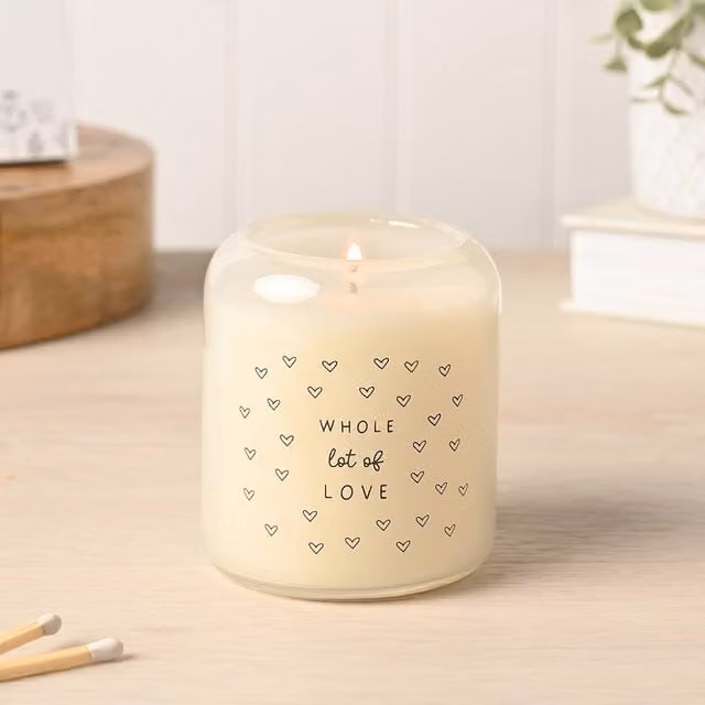Moments Whole Lof of Love Small Heart Candle in Beige