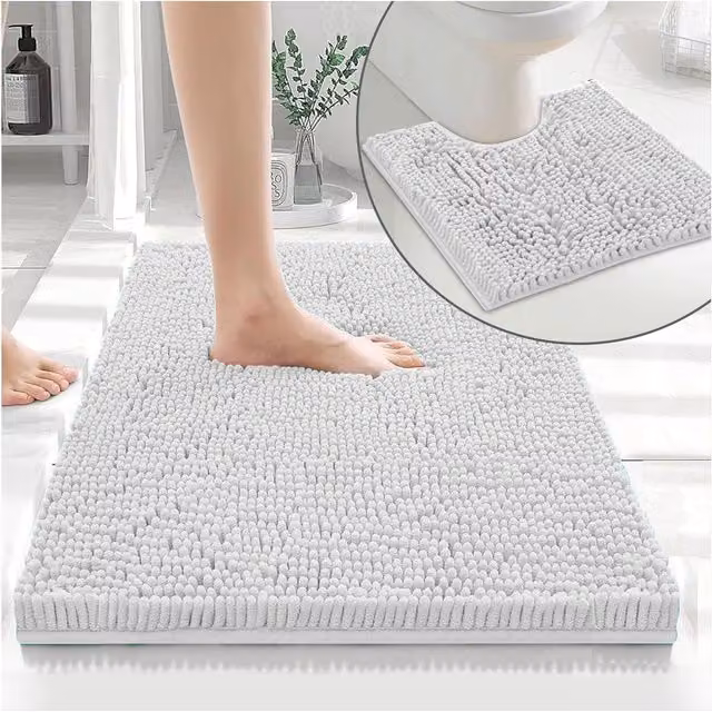 GAVENO CAVAILIA White Chenille Microfibre Loop Bath Mat