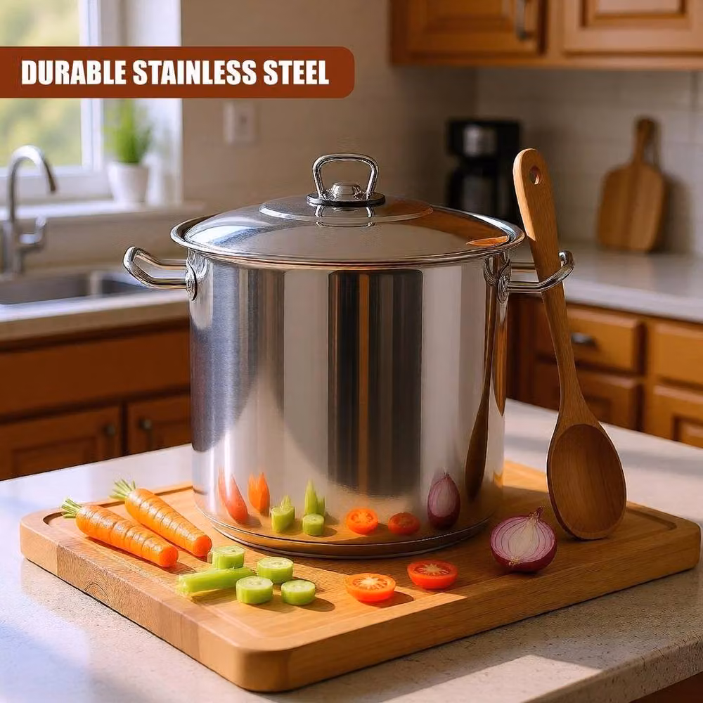NESTLUNE 8.5L Gastro Large Deep Stainless Steel Stock Pot in Silver – 2