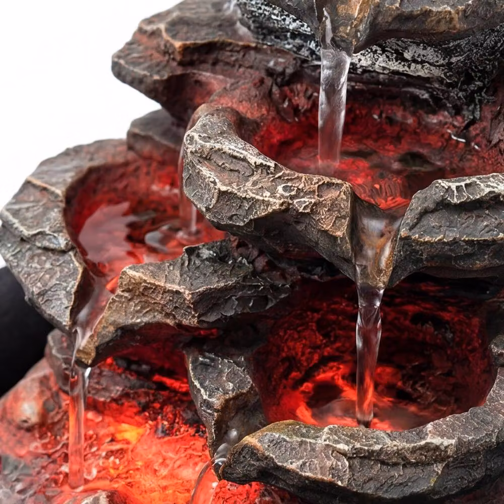 Spector Tabletop Water Feature Fountain with LED Glass Ball in Brown – 4