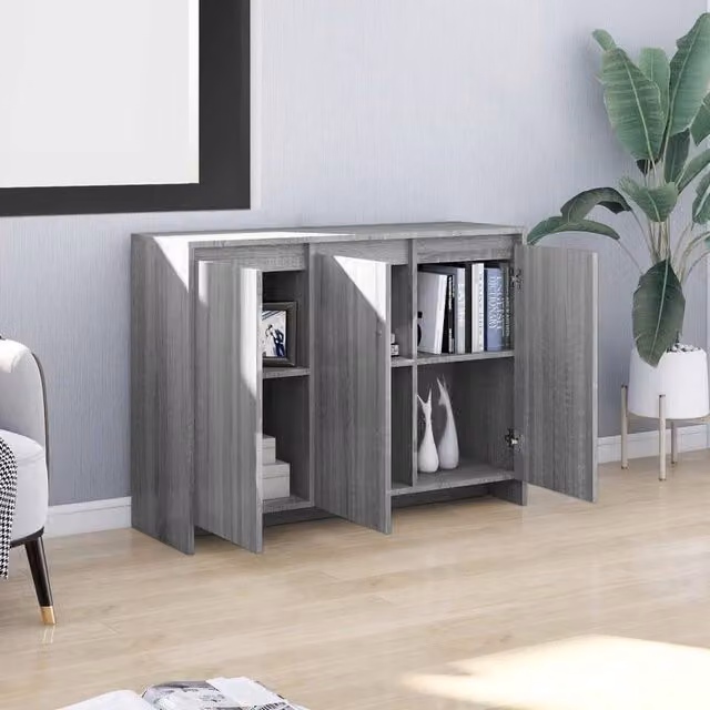 Berkfield Home Grey Sonoma Sideboard in Engineered Wood, W/D/H: 102 x 33 x 75 cm