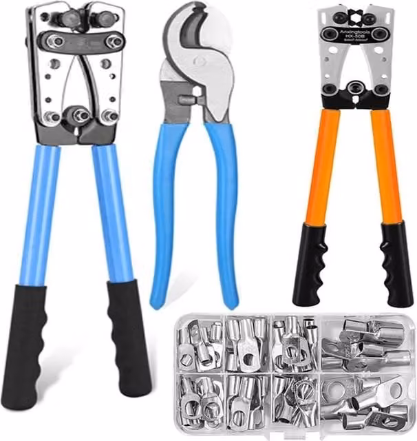 NESTLUNE Blue Duty Battery Cable Crimping Tool with 60 Terminals – 1