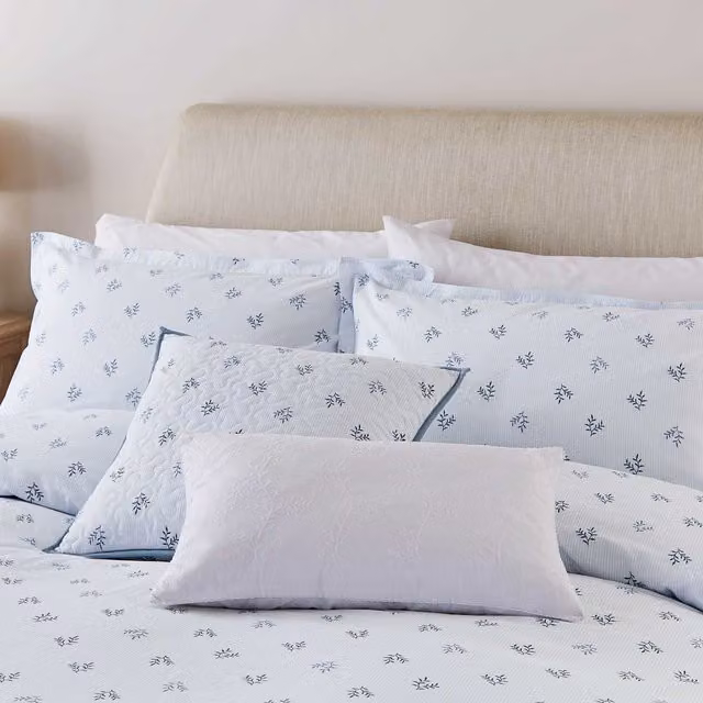 Murmur Thalia Blue Floral Cotton Percale Duvet Cover and Pillowcase Set, W: 180 cm, H: 200 cm