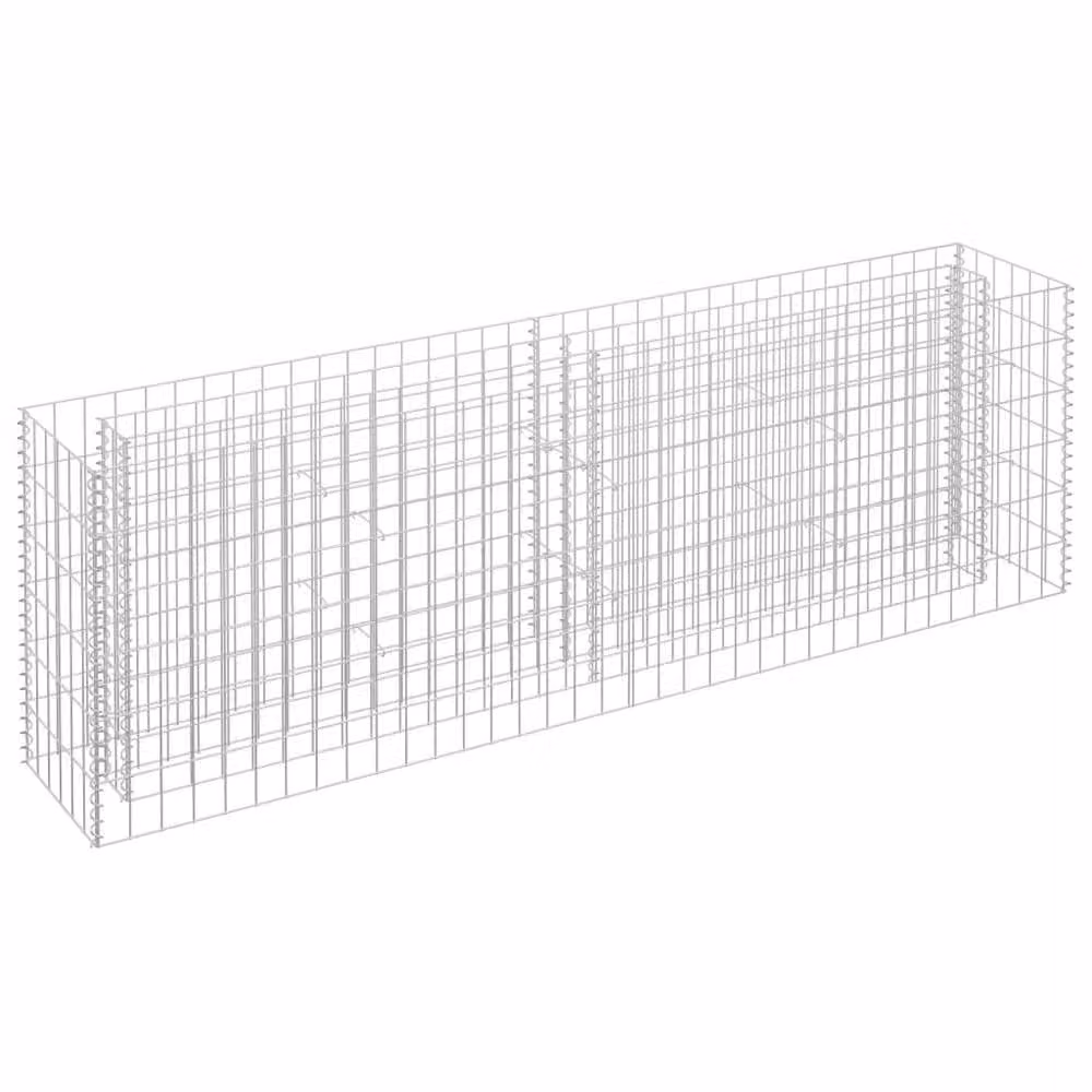 Berkfield Home Galvanised Steel Stone Gabion Raised Bed in Silver, W/D/H: 180 x 30 x 60 cm – 2
