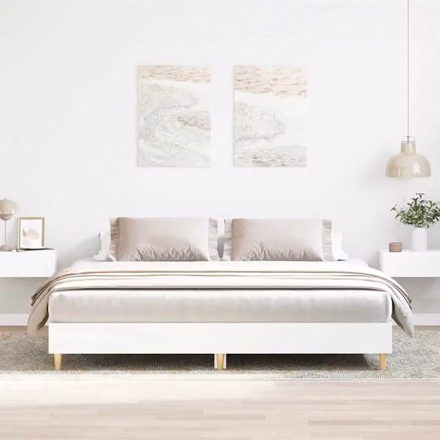 Berkfield Home White Engineered Wood Bed Frame W/D/H: 200 x 200 cm